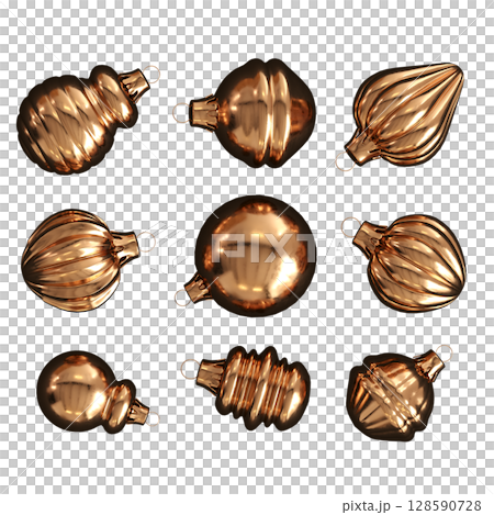 Christmas decorations, New Year's decor, isolate on a transparent background, 3D illustration, cg render Christmas decorations, New Year's decor, isolate on a transparent background, 3D illustration, cg render 128590728