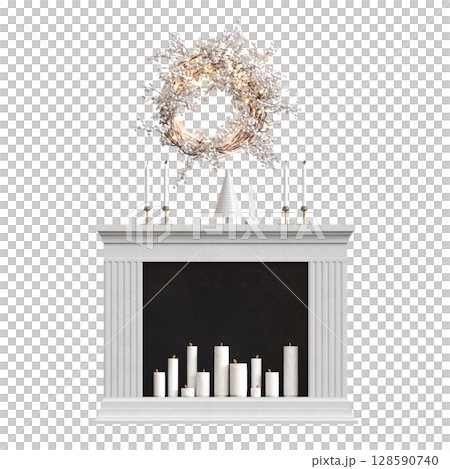 Christmas decorations, New Year's decor, isolate on a transparent background, 3D illustration, cg render 128590740
