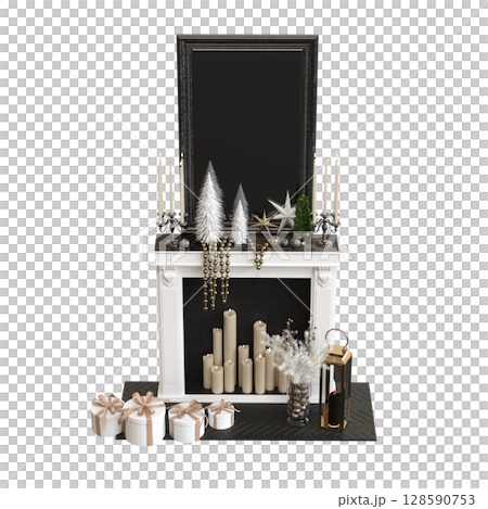 Christmas decorations, New Year's decor, isolate on a transparent background, 3D illustration, cg render 128590753