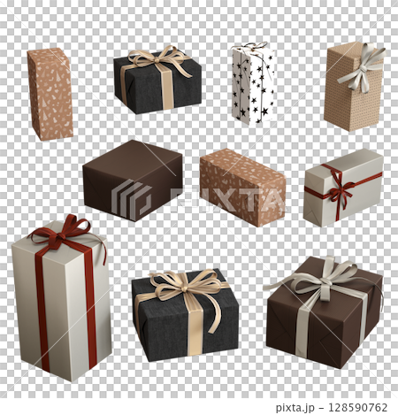 Christmas decorations, New Year's decor, isolate on a transparent background, 3D illustration, cg render 128590762