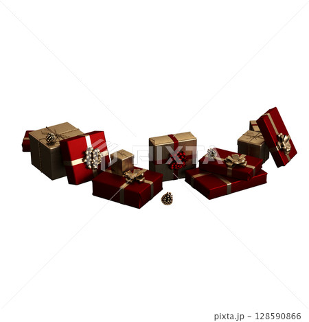Christmas decorations, New Year's decor, isolate on a transparent background, 3D illustration, cg render 128590866