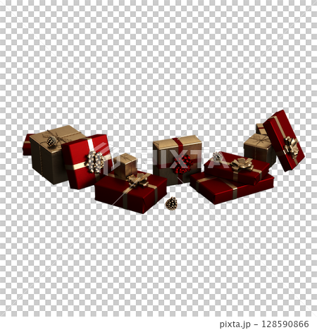Christmas decorations, New Year's decor, isolate on a transparent background, 3D illustration, cg render 128590866