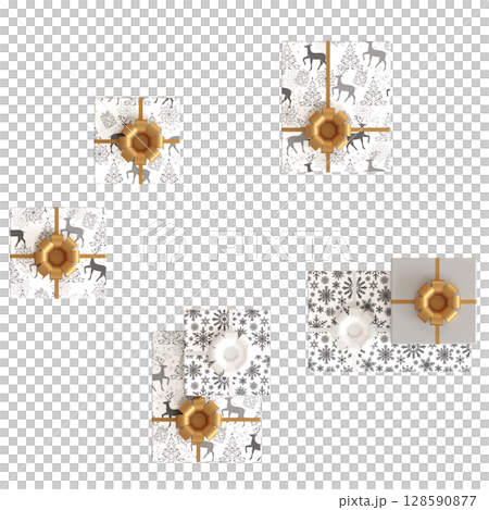 Christmas decorations, New Year's decor, isolate on a transparent background, 3D illustration, cg render Christmas decorations, New Year's decor, isolate on a transparent background, 3D illustration, cg render 128590877