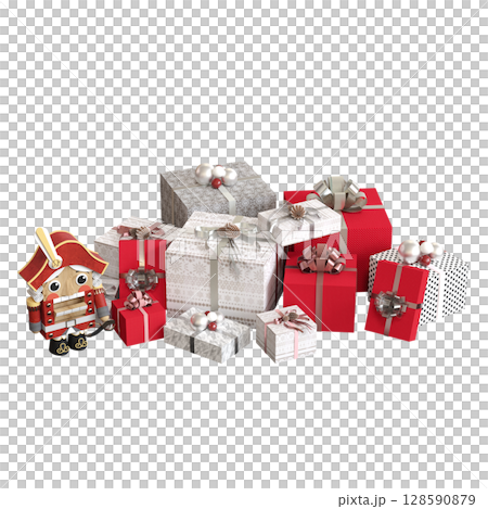 Christmas decorations, New Year's decor, isolate on a transparent background, 3D illustration, cg render Christmas decorations, New Year's decor, isolate on a transparent background, 3D illustration, cg render 128590879