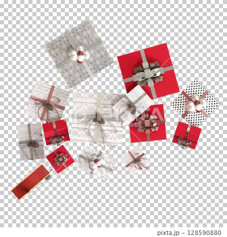 Christmas decorations, New Year's decor, isolate on a transparent background, 3D illustration, cg render Christmas decorations, New Year's decor, isolate on a transparent background, 3D illustration, cg render 128590880