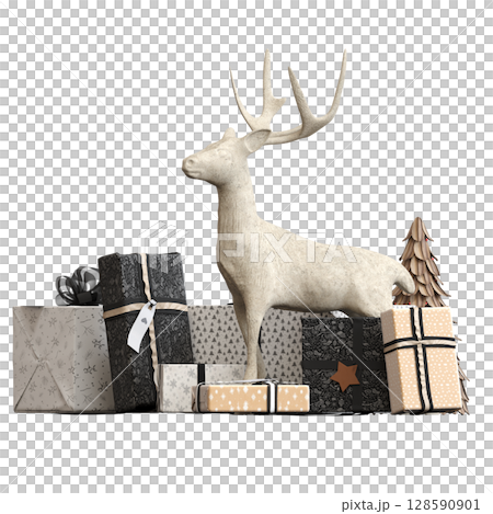 Christmas decorations, New Year's decor, isolate on a transparent background, 3D illustration, cg render Christmas decorations, New Year's decor, isolate on a transparent background, 3D illustration, cg render 128590901