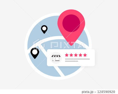 Local SEO for small business marketing. Local SEO growth strategy. Search optimization, map pack ranking, local business visibility digital marketing strategy. Modern isolated vector illustration 128590920