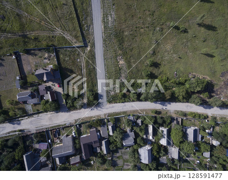 asphalt road, view from above asphalt road, view from above 128591477