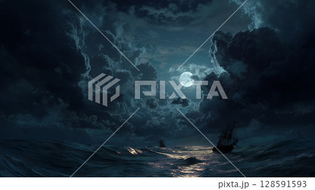 暗い海の風景 暗い海の風景 128591593