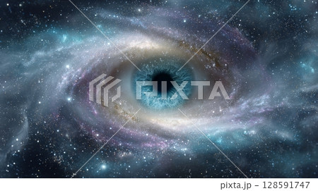 Cosmic eye in galaxy nebula universe with stars and space dust. 128591747