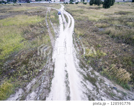 country road, view from above, aerial view 128591776
