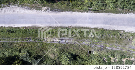 country road, view from above, aerial view country road, view from above, aerial view 128591784