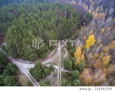 country road, view from above, aerial view country road, view from above, aerial view 128591795