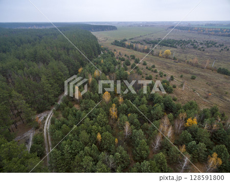country road, view from above, aerial view 128591800