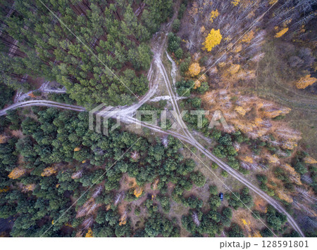country road, view from above, aerial view 128591801