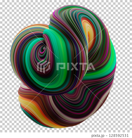 Abstract Swirled Torus With Vibrant Reds and Greens Abstract Swirled Torus With Vibrant Reds and Greens 128592531