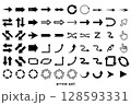 シール風の黒いシンプルな矢印アイコンセット 128593331