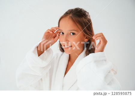 Conception of beauty and self care. Young girl is in the studio 128593875
