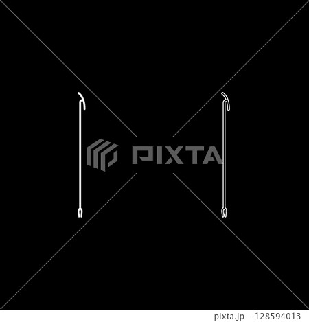 Egyptian scepter Uas set icon white color vector illustration image solid fill outline contour line thin flat style Egyptian scepter Uas set icon white color vector illustration image solid fill outline contour line thin flat style 128594013