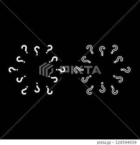 Signs of questions Sign question set icon white color vector illustration image solid fill outline contour line thin flat style Signs of questions Sign question set icon white color vector illustration image solid fill outline contour line thin flat style 128594039
