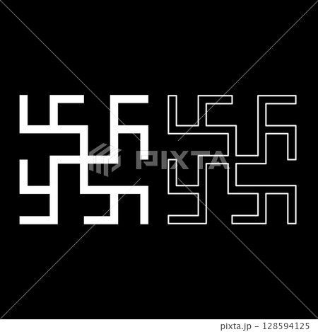 Fern flowers grass symbol sign slavic pagan set icon white color vector illustration image solid fill outline contour line thin flat style 128594125