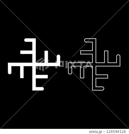Heavenly cross symbol sign slavic pagan set icon white color vector illustration image solid fill outline contour line thin flat style 128594128