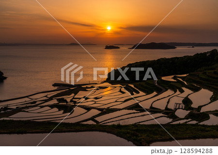 《長崎県》夕暮れの土谷棚田・日本の原風景 128594288