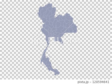泰王國灰色行政區劃圖(泰國地圖) 泰王國灰色行政區劃圖(泰國地圖) 128594641