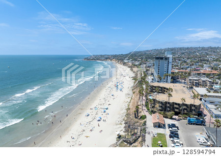 Aerial view of Pacific Beach and Ocean in San Diego, California Aerial view of Pacific Beach and Ocean in San Diego, California 128594794