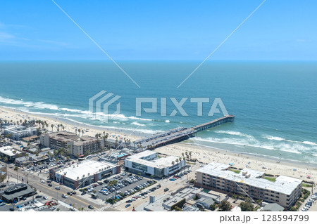 Aerial view of Pacific Beach and Ocean in San Diego, California Aerial view of Pacific Beach and Ocean in San Diego, California 128594799