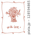 Postcard with hand drawn tulips bouquet and handwritten text 128594865