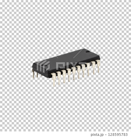 An integrated circuit electronic component a semiconductor device in a dual inline package An integrated circuit electronic component a semiconductor device in a dual inline package 128595783