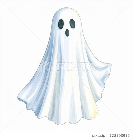 Watercolor Ghost Illustration 128598956