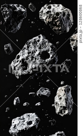 Grey and White Asteroids in Dark Space 128600868
