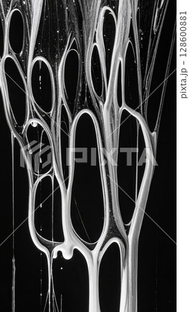 Abstract Black And White Fluid Paint Texture 128600881