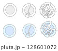 割れたお皿のシンプルなイラストセット 128601072