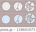 フローリングで割れたお皿のシンプルなイラストセット 128601073