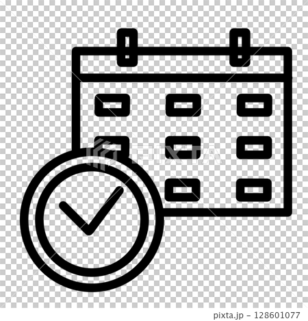 Simple and cute calendar and clock icon Schedule management Reservation Black Simple and cute calendar and clock icon Schedule management Reservation Black 128601077
