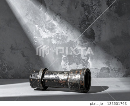 Rusted Metal Pipe in Dramatic Lighting 128601768