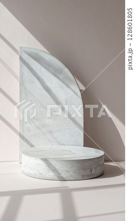 Abstract Grey Concrete Sculpture on White Background Abstract Grey Concrete Sculpture on White Background 128601805