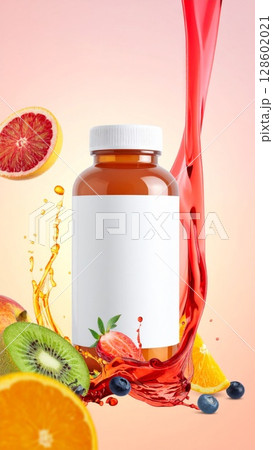 Refreshing Fruit Juice Bottle Splash Photography Refreshing Fruit Juice Bottle Splash Photography 128602021