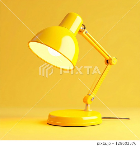 Bright Yellow Desk Lamp on Yellow Background 128602376