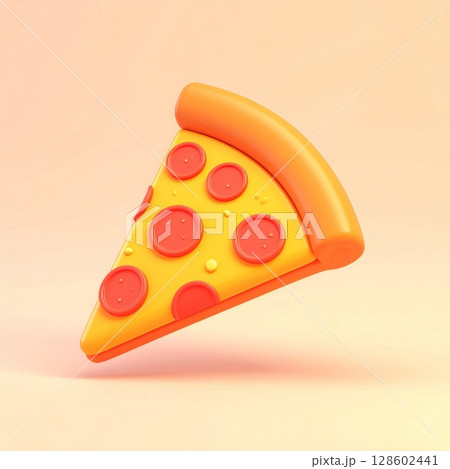 3D Render of a Cartoon Pizza Slice 128602441