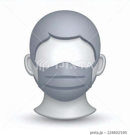 Grey Face Mask on Mannequin Head 3D Illustration Grey Face Mask on Mannequin Head 3D Illustration 128602580
