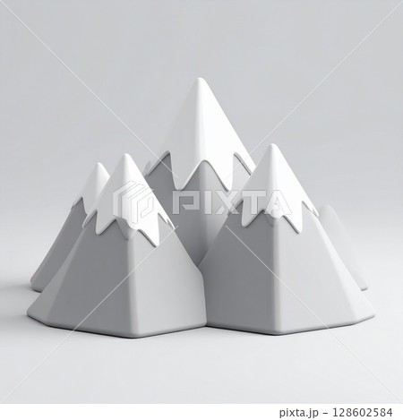 Stylized Grey Mountains with White Peaks 128602584