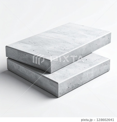 Two Gray Concrete Slabs on White Background 128602641
