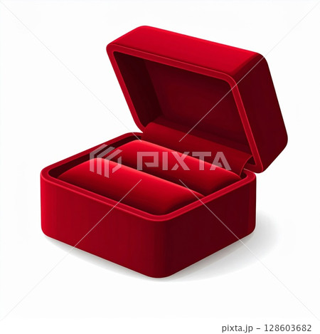 Red Velvet Ring Box with Two Rings 128603682