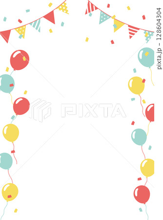 バースデーカード_誕生日パーティー背景（タテ） 128604304