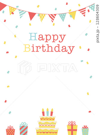 バースデーカード_誕生日パーティー背景（タテ）  happy birthday 128604309