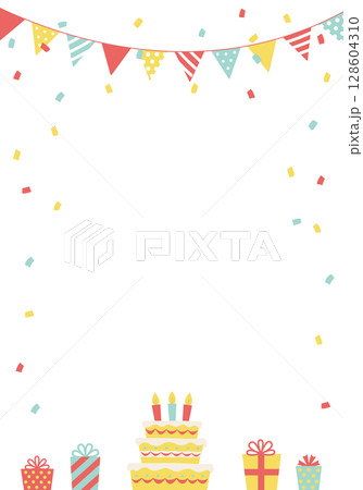 バースデーカード_誕生日パーティー背景（タテ） 128604310